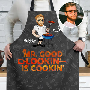 Custom Photo Mr. Good Lookin' Is Cookin' - Personalized Apron