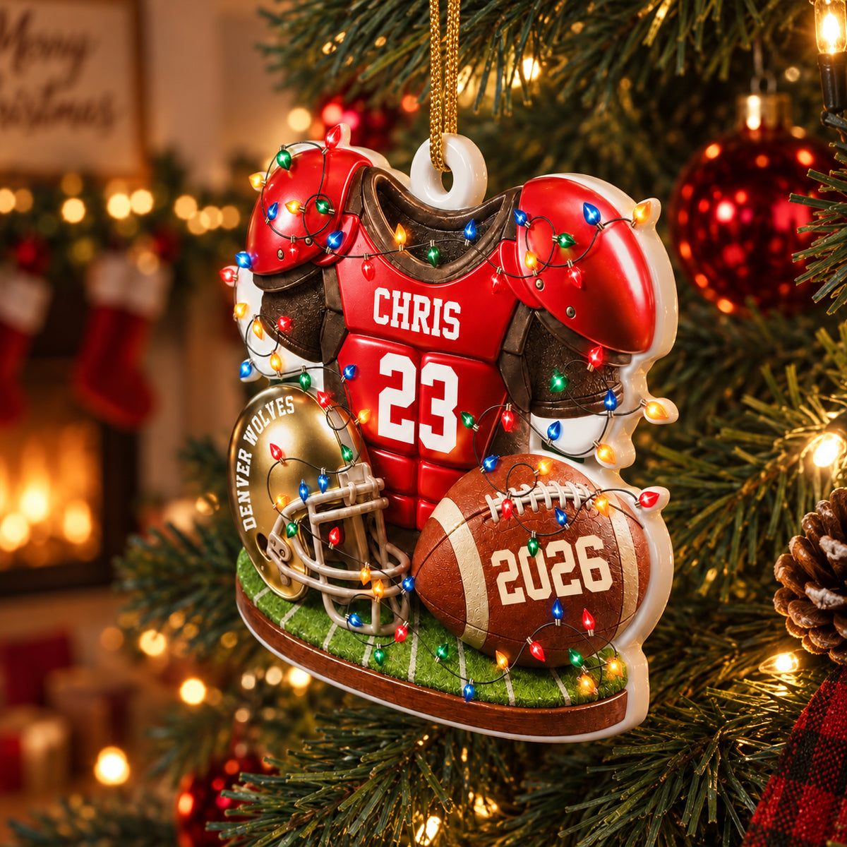 Personalized Football Ornament 2026, Custom Jersey & Helmet Keepsake