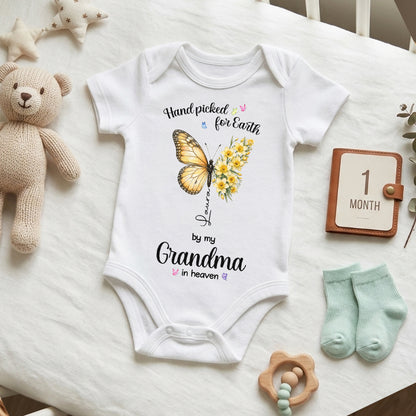 Hand Picked For Earth, Personalized Baby Onesie, Gift For Family