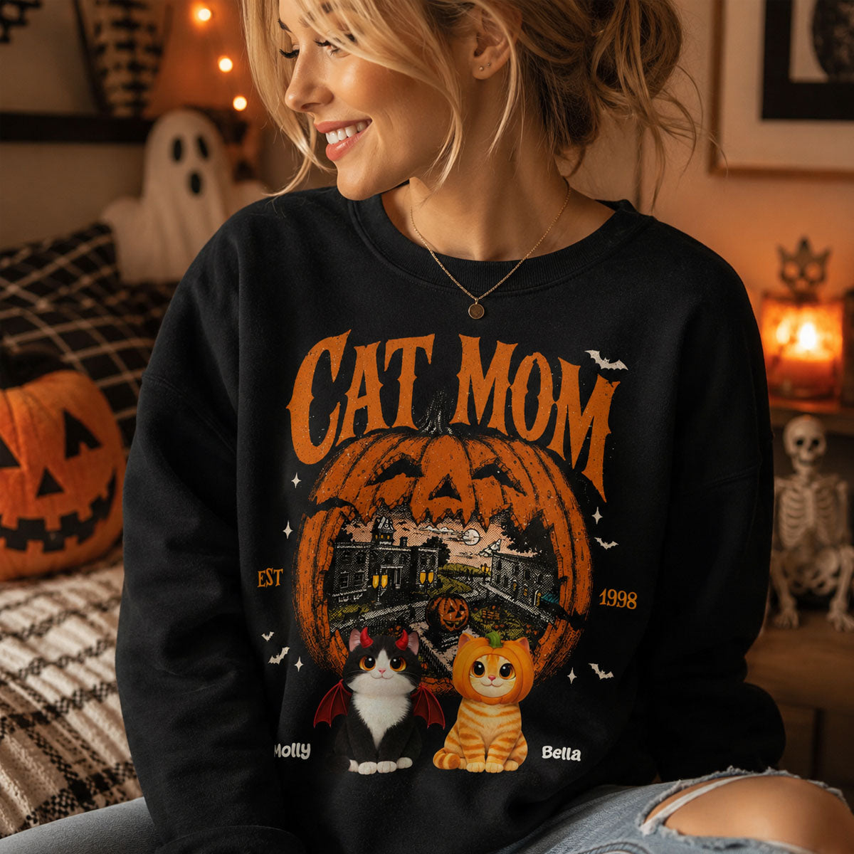 Halloween Cat Town, Cute Fall Shirt, Halloween Cat Tee, Gift For Cat Lovers