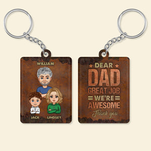 Dear Dad Great Job - Personalized Acrylic Keychain - Gift For Father, Grandpa