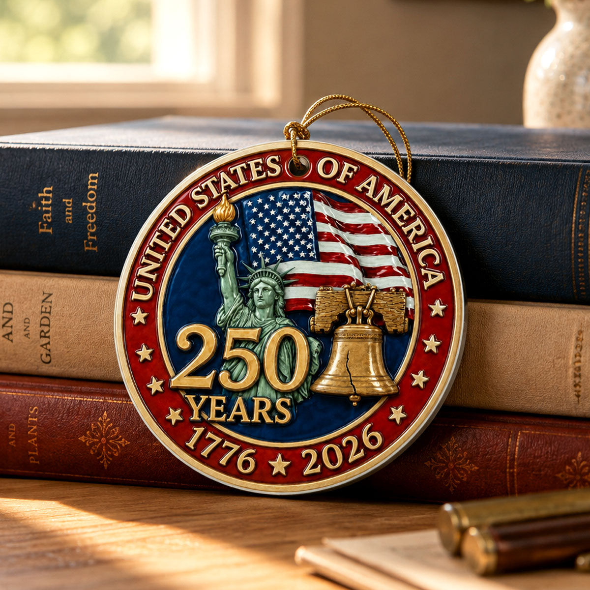United States 250 Years 1776 - 2026 - Proud American Ornament - Real 3D Raised Ornament