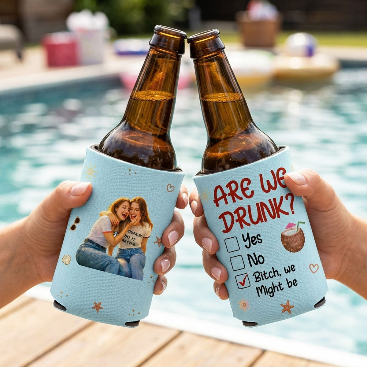 Are We Drunk Upload Photo - Personalized Custom Skinny Can Cooler