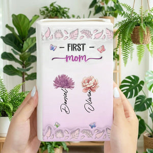 First Mom Now Nana Floral - Personalized Ceramic Book Vase
