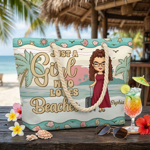 Just A Girl Who Loves Beaches - Personalized Beach Bag