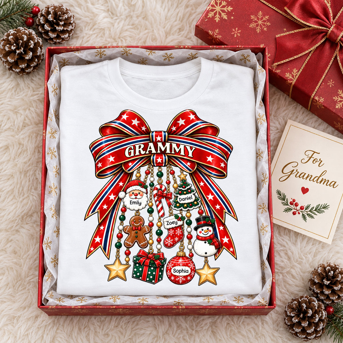 250 Years Of Freedom Christmas Charm Bow - Personalized Shirt - Trendy Christmas Tee