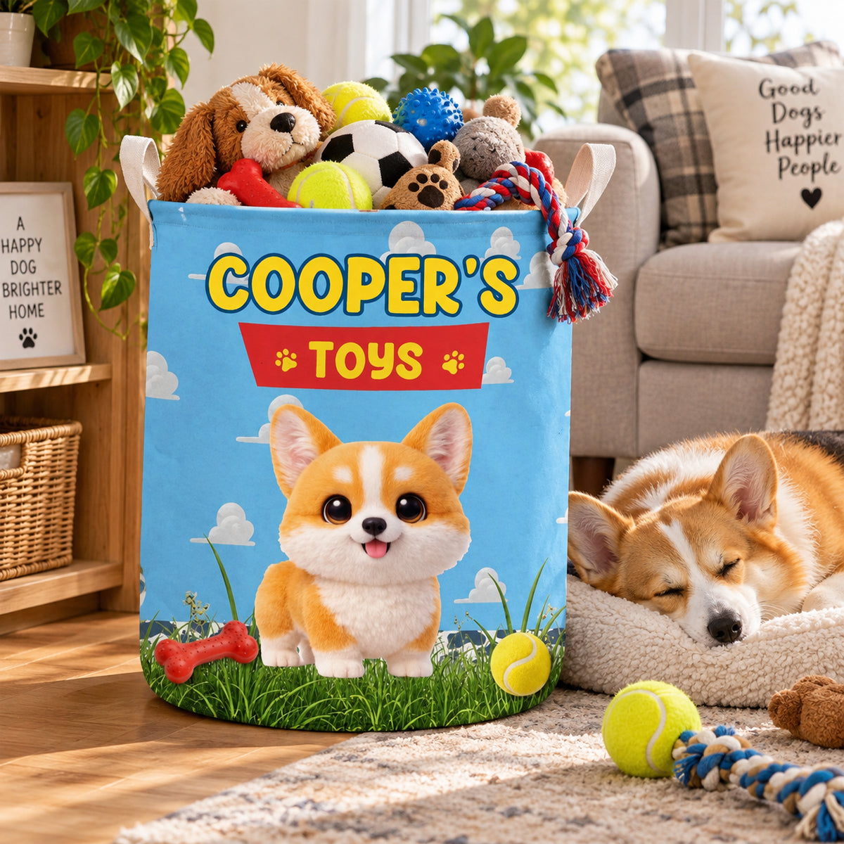 Happy Paws Toy Storage - Personalized Basket