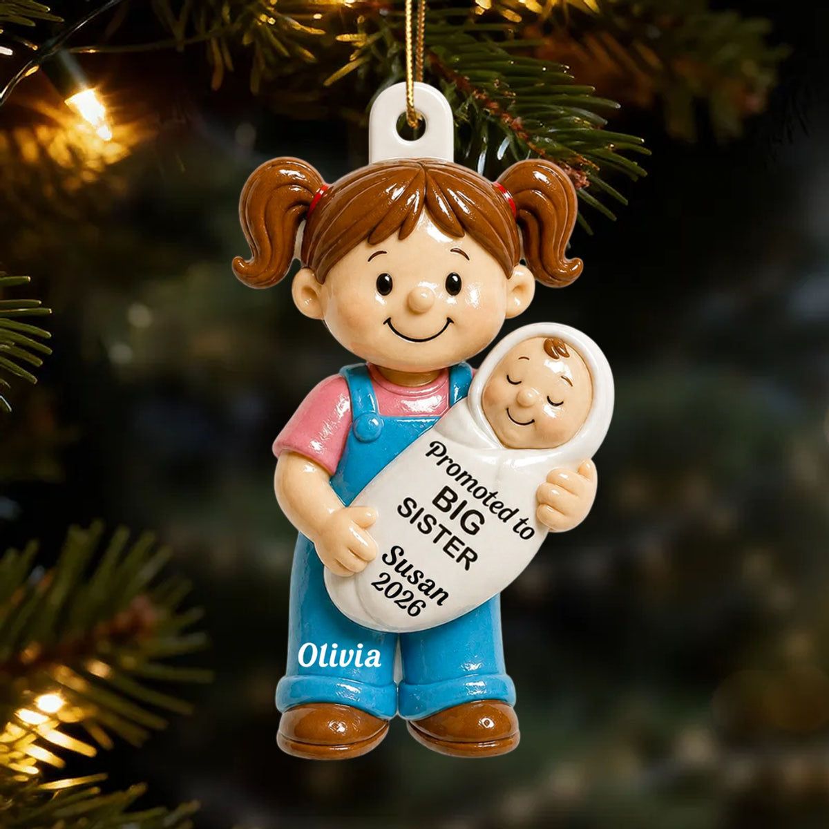 Promoted To Big Sister Big Brother 2D Flat - Personalized Acrylic Ornament - New Big Brother, New Big Sister Gift