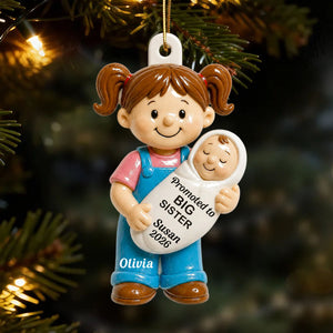 Promoted To Big Sister Big Brother 2D Flat - Personalized Acrylic Ornament - New Big Brother, New Big Sister Gift