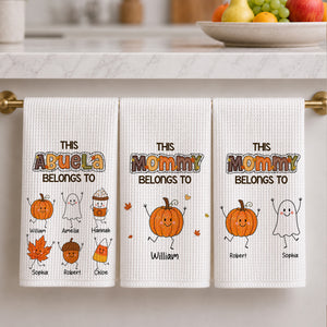 Fall Season This Grandma Belongs To - Personalized Name Waffle Weave Kitchen Towel, Housewarming Gift