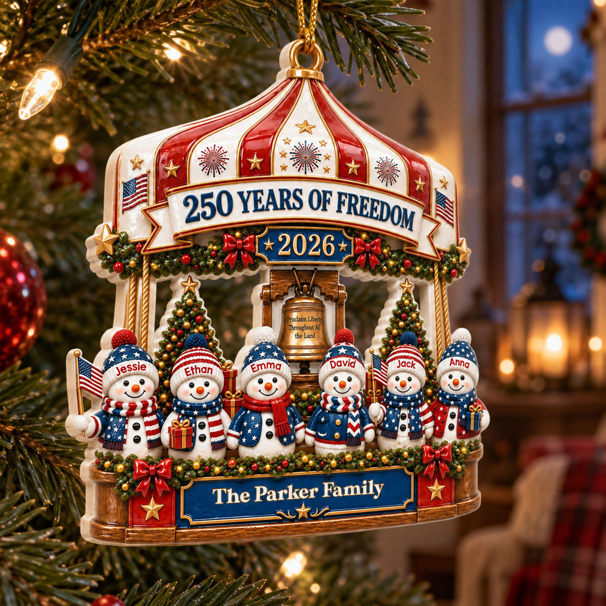 Family Christmas Carousel 250th - Real 3D Raised Ornament