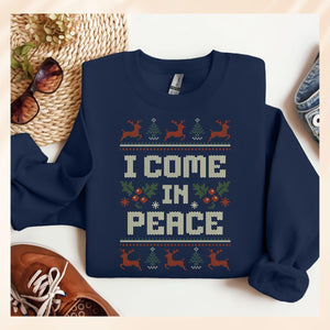 Matching Couples Ugly Christmas Sweater, Ugly Adult Humor Holiday Sweater, I Come In Peace Ugly Christmas Sweater, Ugly Christmas Party