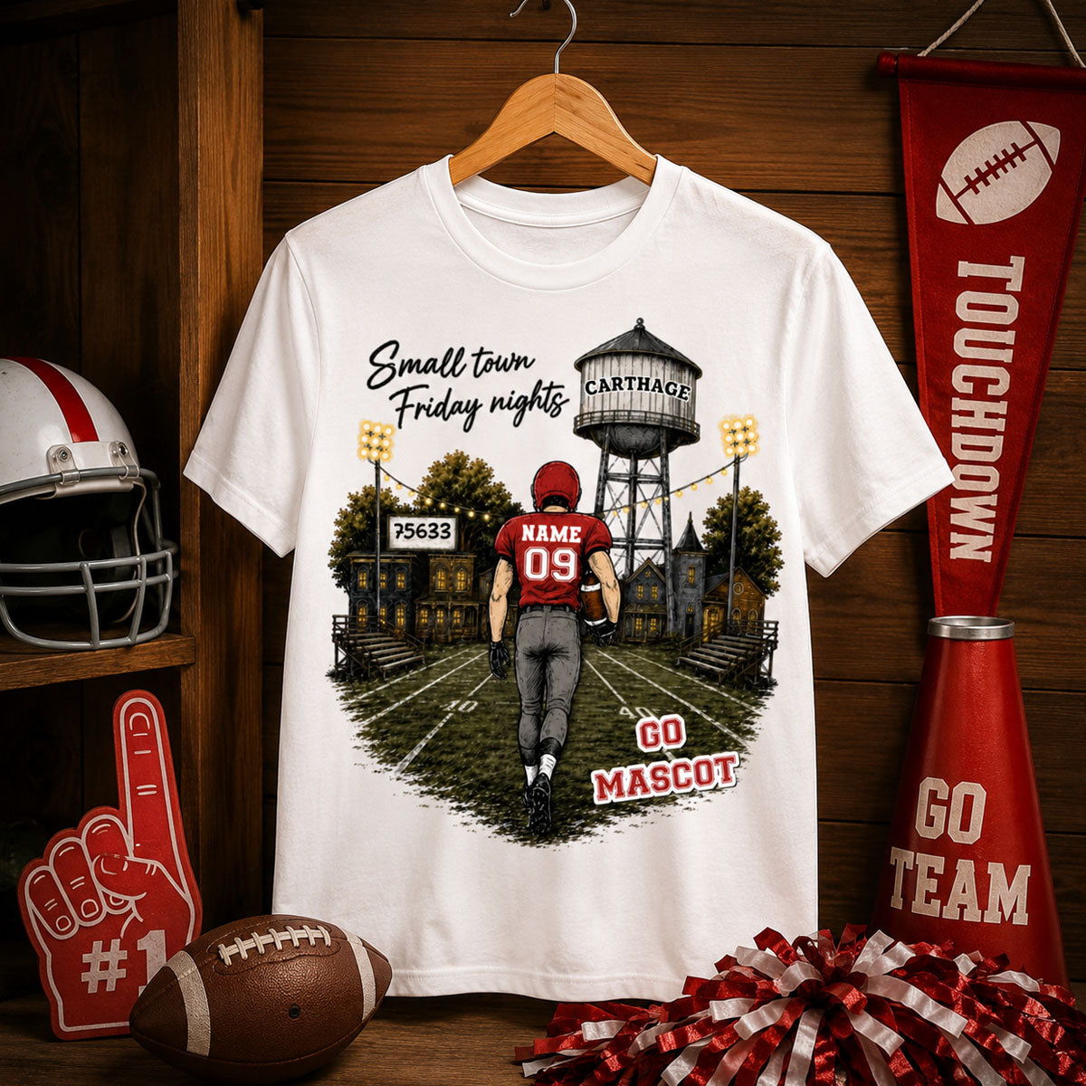 Custom Town Name & Zip Code - Personalized Shirt - Game Day Shirt for Football Mom, Football Mama