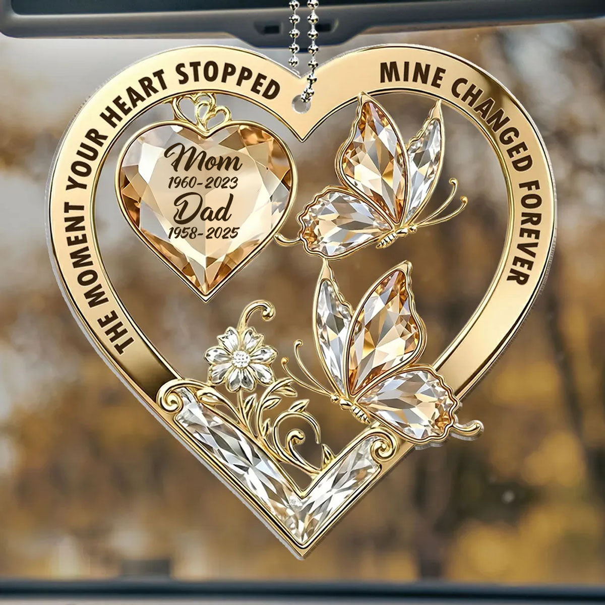 The Moment Your Heart Stopped Mine Changed Forever - Personalized Car Ornament