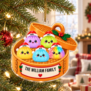 Personalized Glitter Dumpling Ornament, Dim Sum Acrylic Family Ornament