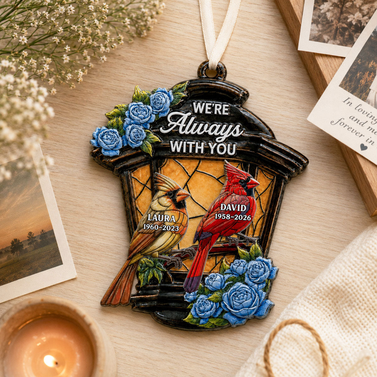 Memorial Cardinal Lantern Always With You - Real 3D Raised Ornament