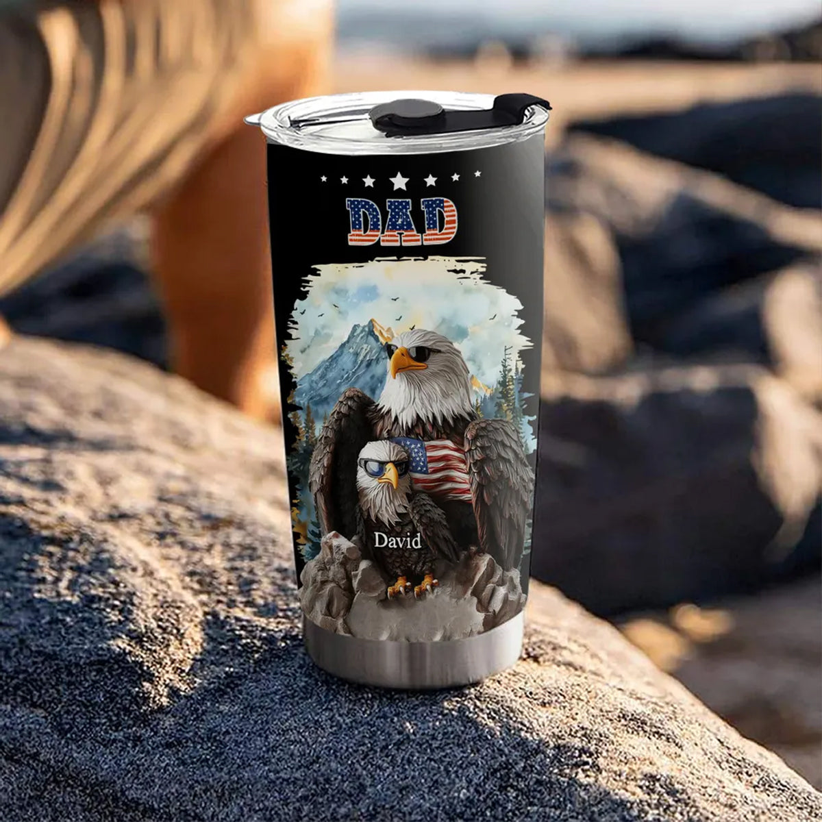 American Eagle Papa - Personalized Tumbler - Gift For Papa, Father, 4th Of July Gift, 250th American Birthday Drinkware