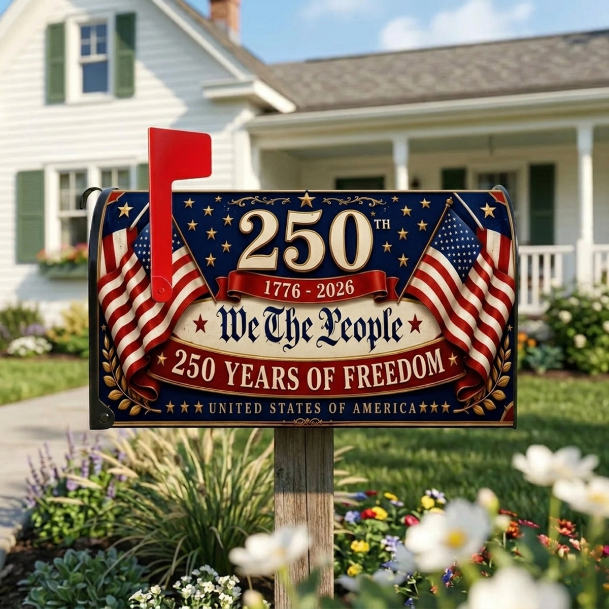 Patriotic Mailbox Cover, 250th America Anniversary Decor, We The People Yard Sign, July 4th Gift 2026, USA Freedom Outdoor Gift for Home