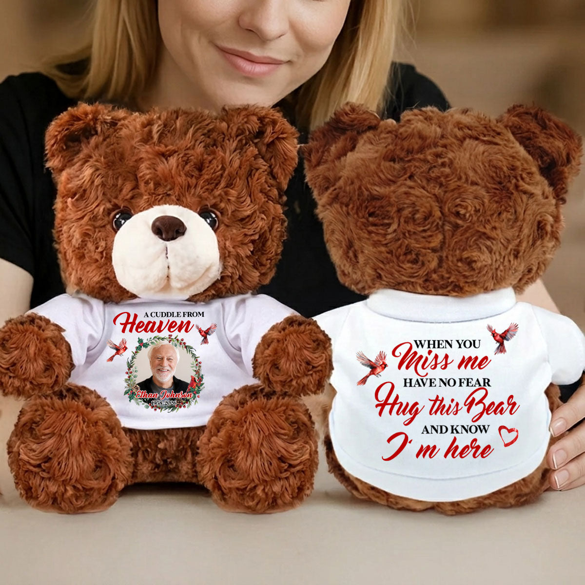 Memorial A Cuddle From Heaven - Personalized Memorial Teddy Bear - Memorial Christmas Gifts