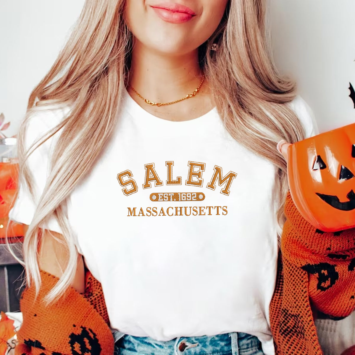 Salem EST 1692 - Embroidered Apparel - Halloween Gift