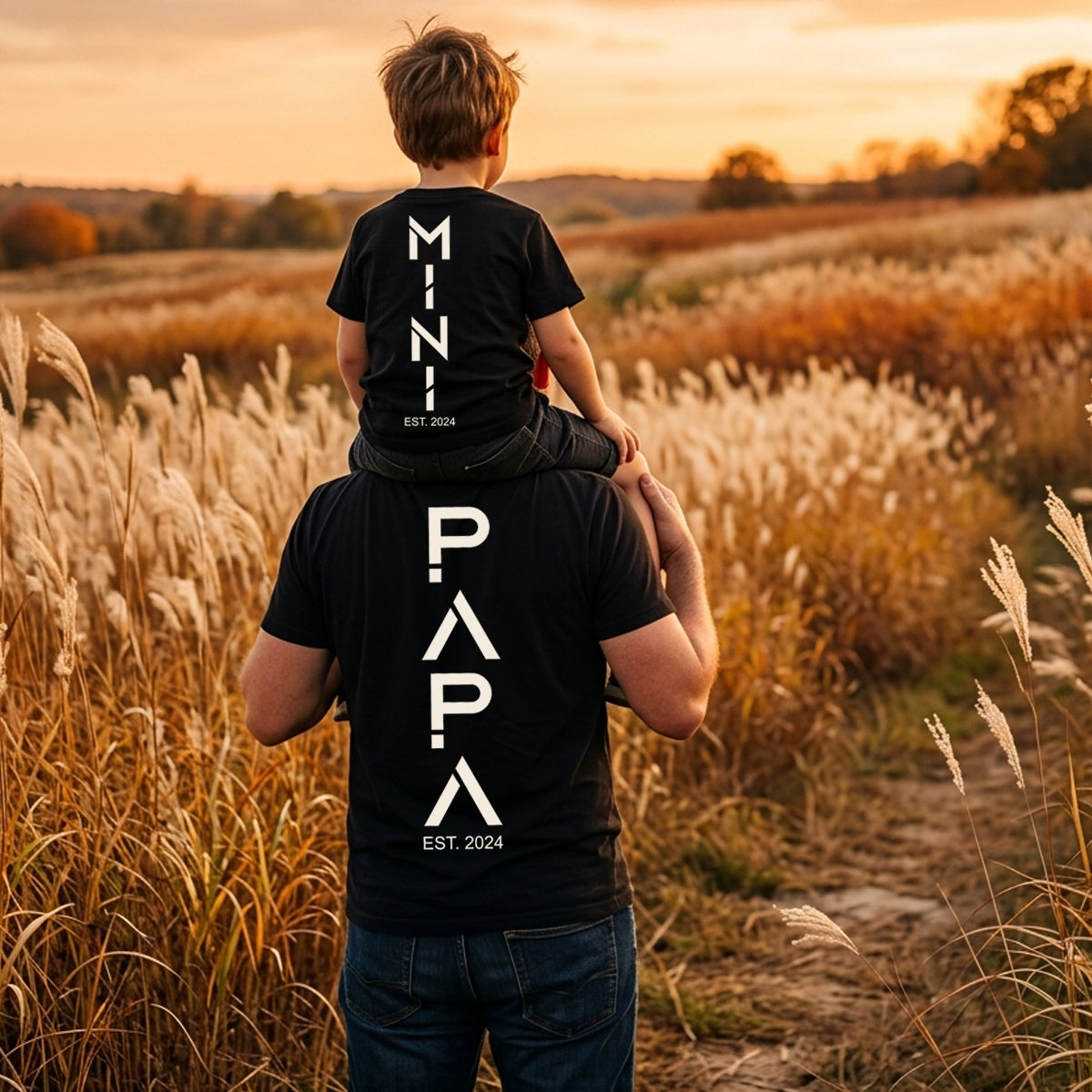 Papa and Mini Version - Personalized Matching T-Shirts and Youth Shirt For Dad & Children