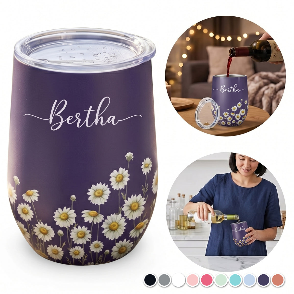 Birth Month Flower Watercolor Blooming In Love - Personalized Wine Tumbler