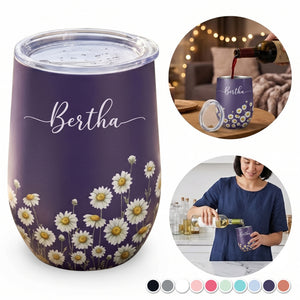 Birth Month Flower Watercolor Blooming In Love - Personalized Wine Tumbler