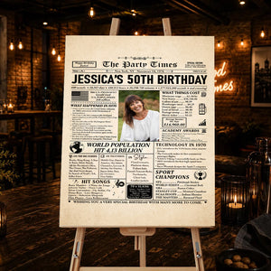 50th Birthday Newspaper Canvas, Custom 1976 Birthday Print, 1976 Facts Newspaper Canvas, 50th Birthday Gift, 50 Years Ago Newspaper Wall Art