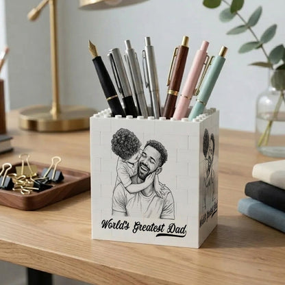 Custom Photo Pencil Sketch - Block Pen Organizer