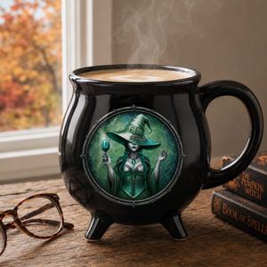 Custom Witchy Cauldron Coffee Mug - Personalized Halloween Gifts For Witch, Wife, Daughter, Besties, Sisters, Granddaughter, Grandma, Mom, Yourself - Starry Night, Witchy Mind