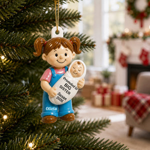 Promoted To Big Sister Big Brother 2D Flat - Personalized Acrylic Ornament - New Big Brother, New Big Sister Gift