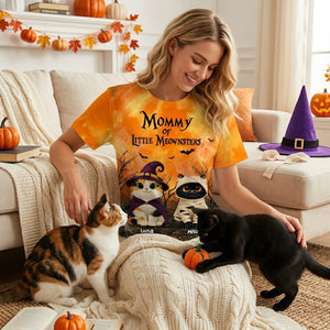 Mommy Daddy Of The Meownsters Cats - Personalized All Over Printed Shirt - Halloween Gift For Cat Lovers