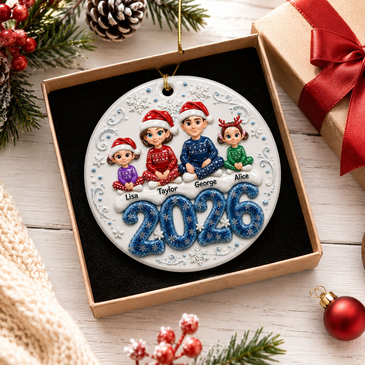 Love Grows Best Together Snow - Family Ornament - Real 3D Raised Ornament