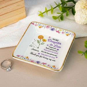 A Daughter By Heart Engaged Jewelry Dish for Her, Custom Wedding Jewelry Tray