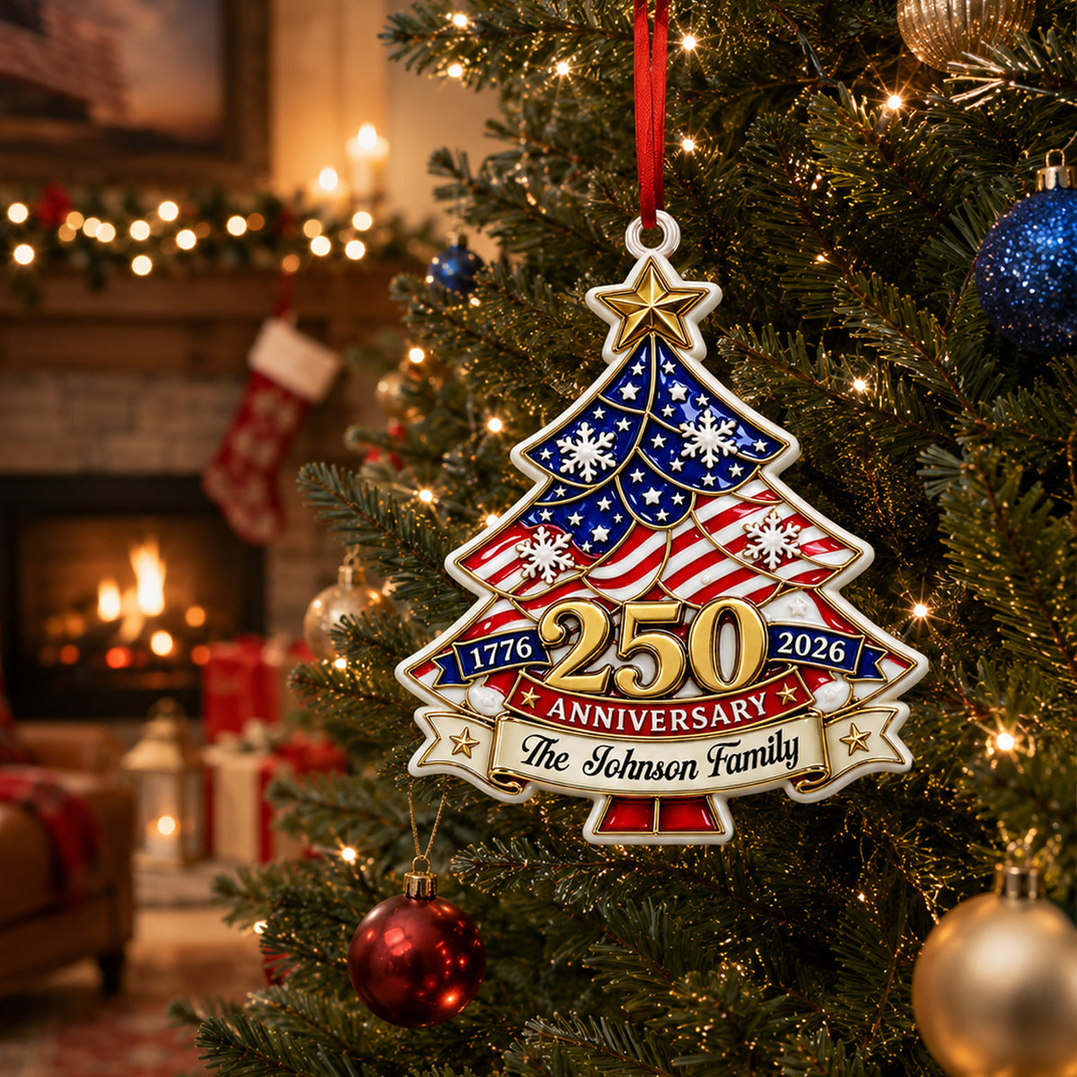 Christmas Tree Ornament 250th Anniversary - Real 3D Raised Ornament