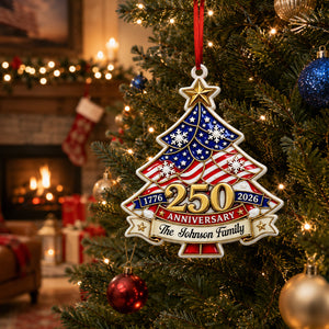 Christmas Tree Ornament 250th Anniversary - Real 3D Raised Ornament