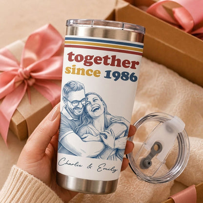 Together Since Custom Photo Sketch Line Art - Personalized Tumbler - Anniversary Gift For Him, Her banner3_2565a276-22c8-4042-8d61-75c4c55b2aad.jpg
