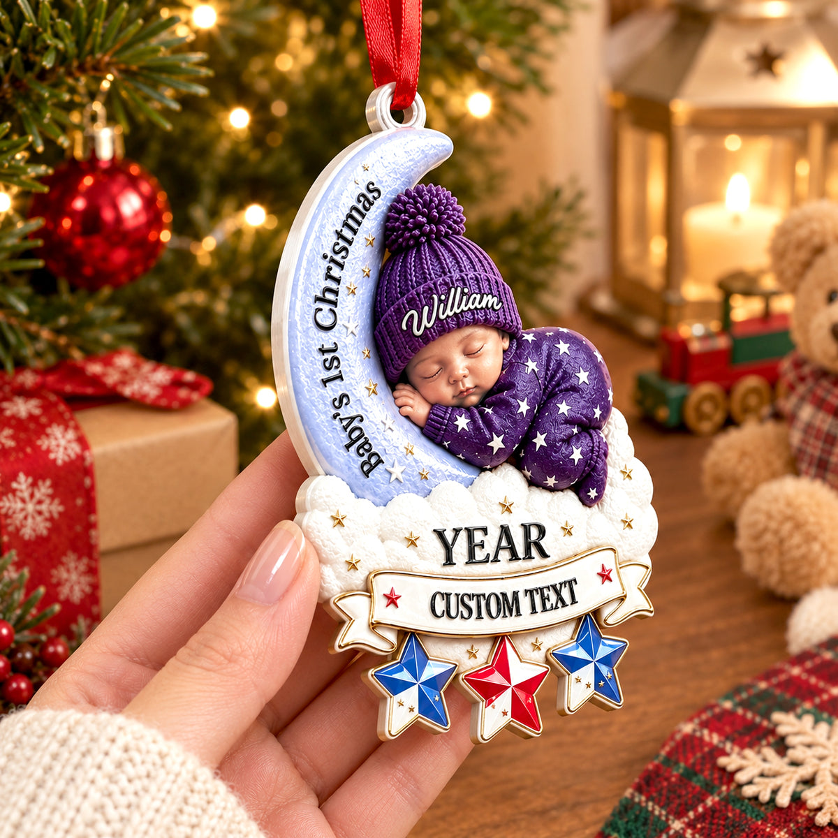 Sleeping Baby Acrylic Ornament  - Real 3D Raised Ornament