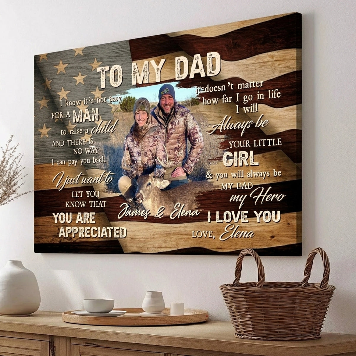 To My Dad Hunting Personalized Photo Canvas Hunting Father s Day Gift from Son Dad And Son Hunting Gifts Hunting Dad Birthday Gift