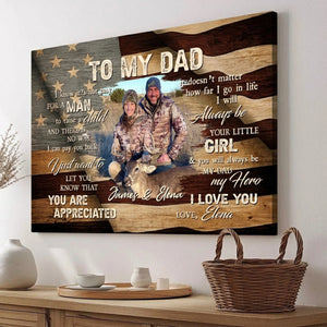 To My Dad Hunting Personalized Photo Canvas Hunting Father s Day Gift from Son Dad And Son Hunting Gifts Hunting Dad Birthday Gift