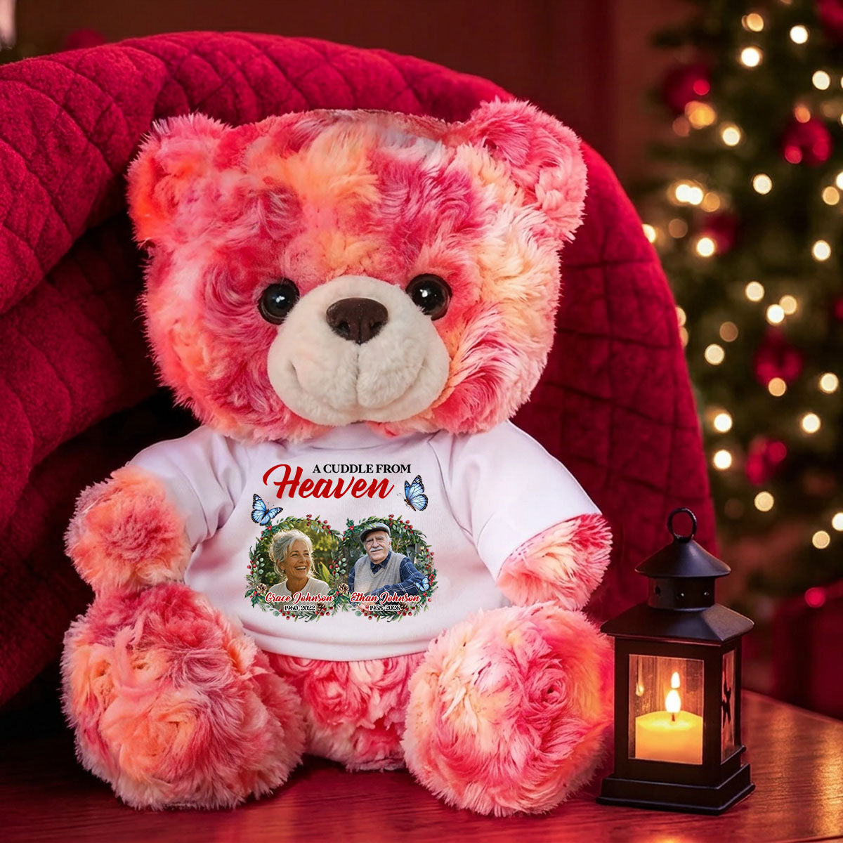Old Tree Memorial Cardinal   - Personalized Memorial Teddy Bear - Memorial Christmas Gifts