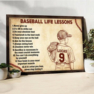 Baseball Life Lessons - Upload Photo Pencil Sketch Poster For Baseball Kids Lovers