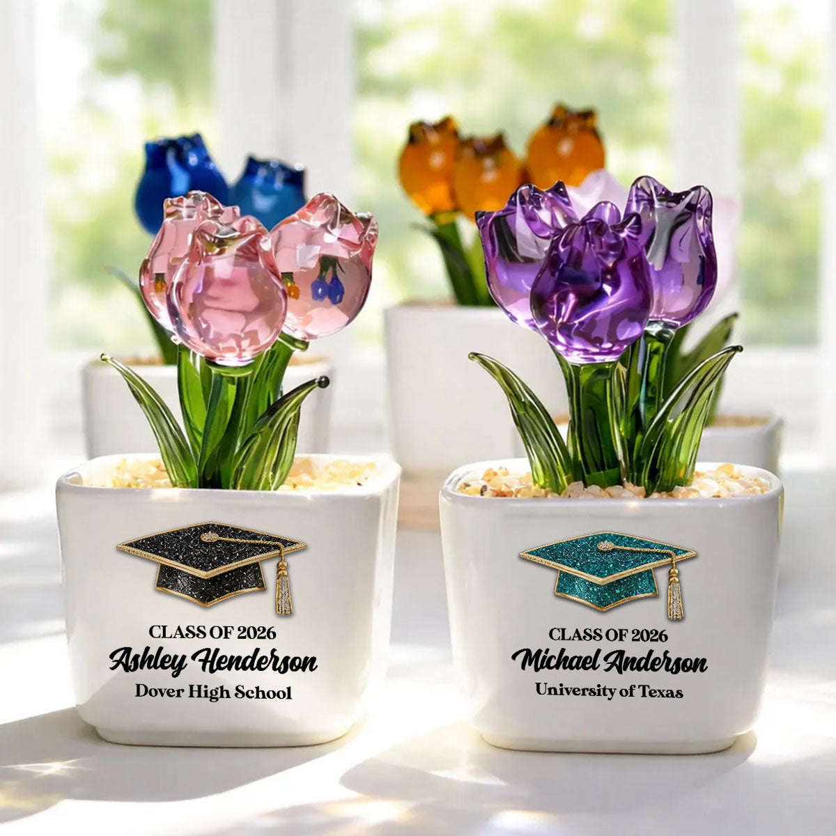 2026 Graduation Personalized Glass Everlasting Tulips