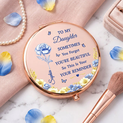 Toile De Jouy Birth Flower Sometimes You Forget You're Beautiful - Personalized Compact Mirror