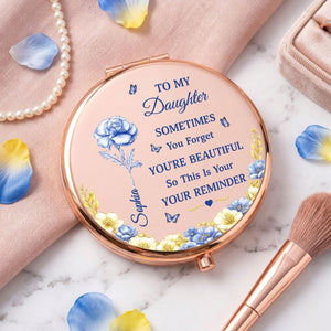 Toile De Jouy Birth Flower Sometimes You Forget You're Beautiful - Personalized Compact Mirror