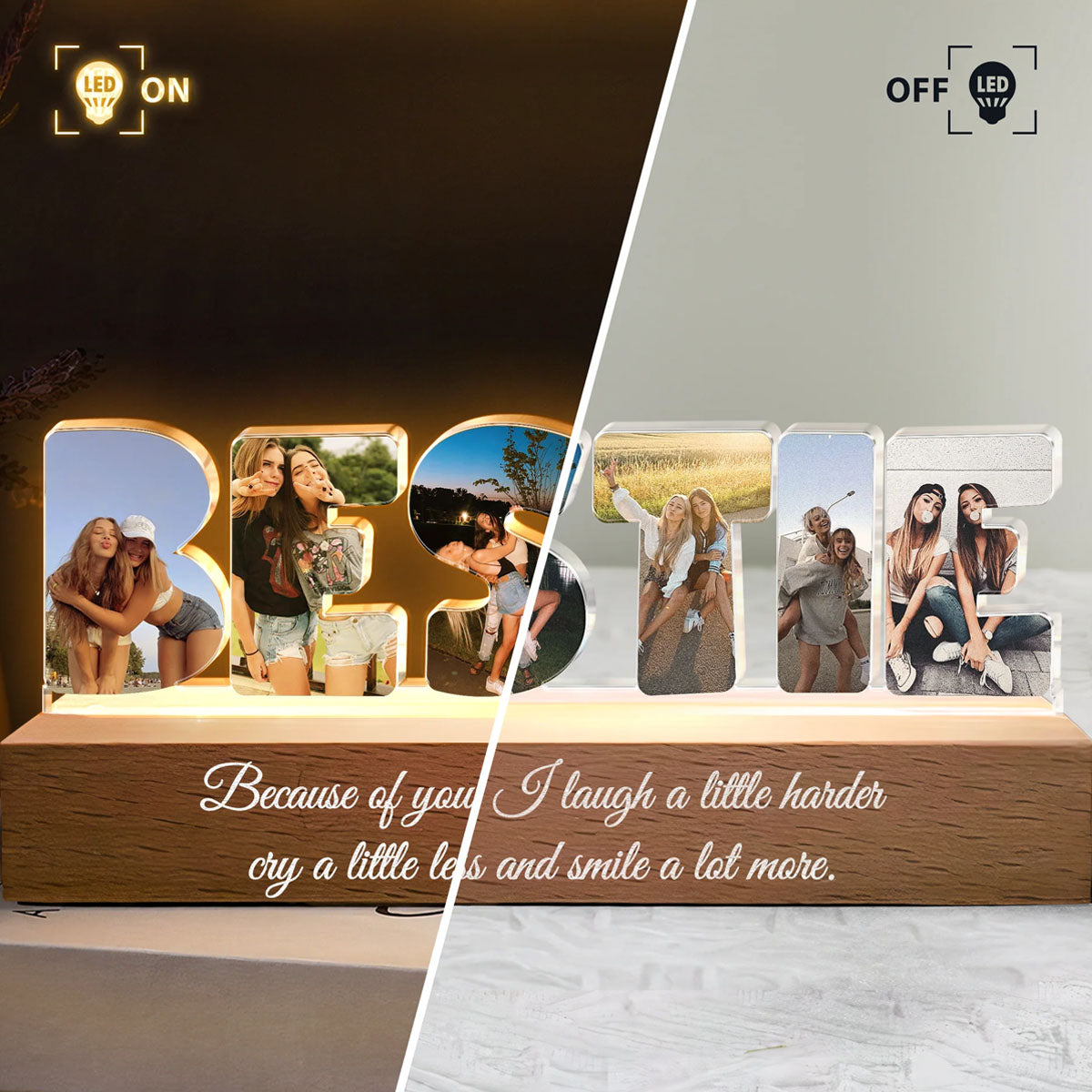 Custom Friendship Photo Collage - Personalized Photo LED Night Light