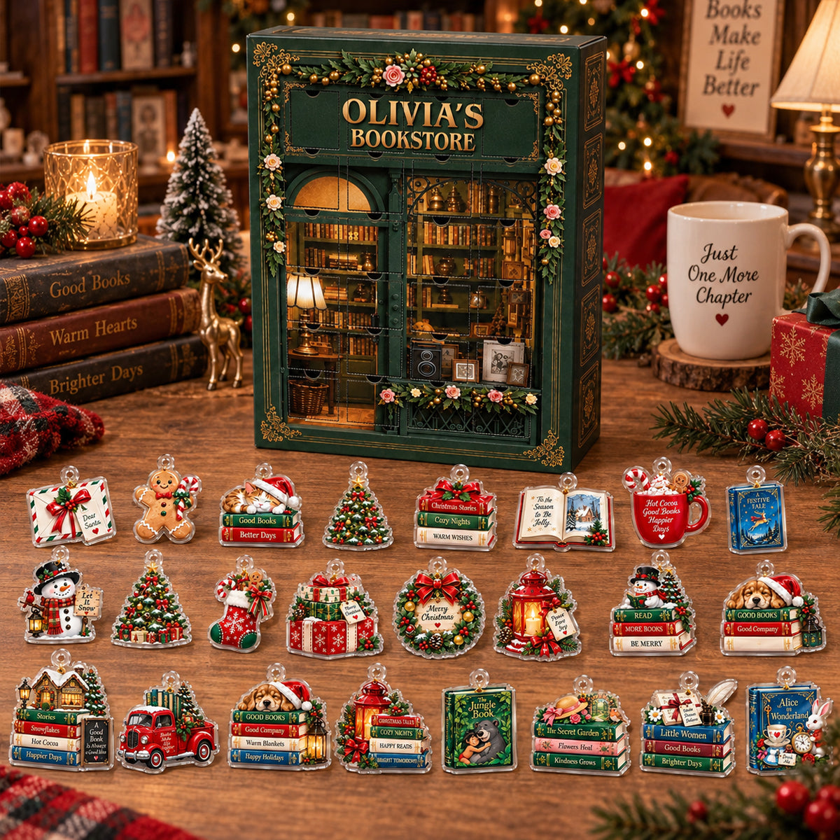 Book Lovers Advent Calendar 2026 - 24 Day Spirits Countdown, Acrylic Charms Blind Box - Gift For Family