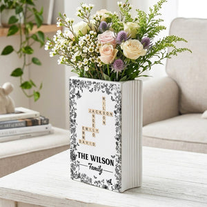 Custom Scrabble Family Crossword - Personalized Ceramic Book Vase