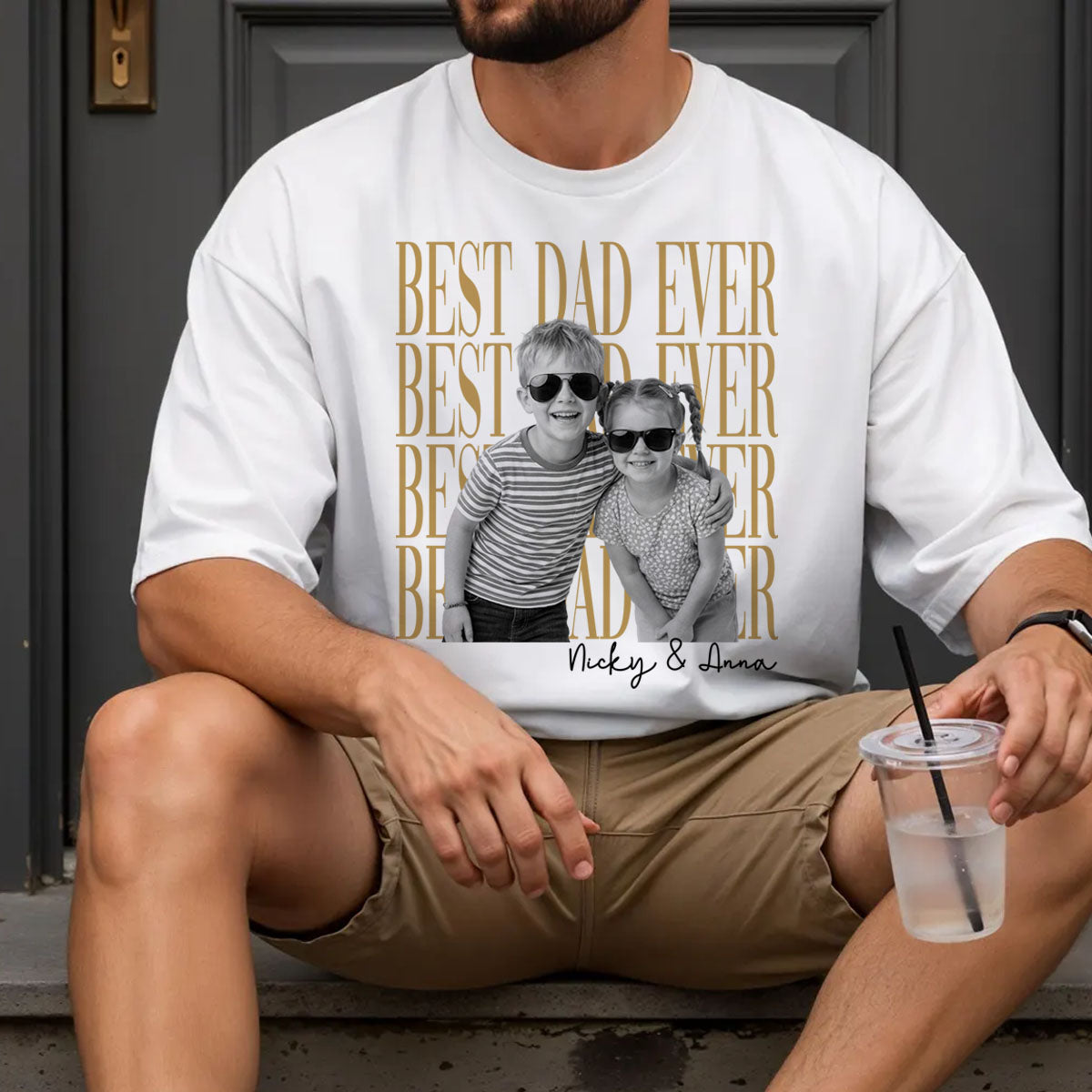 Custom Dad Vintage Photo Shirt: Personalized Fathers Day Shirt With Kids Photo, Funny Dad Shirt, Best Dad Ever Shirt, New Dad Gift
