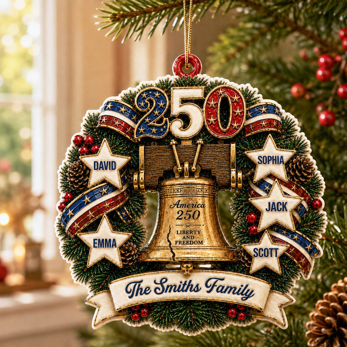 Guided By Love And Liberty 250 Years Of Freedom Ornament - Real 3D Raised Ornament